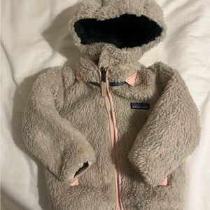 Patagonia Kids Fleece Jacket in Cream and Pink